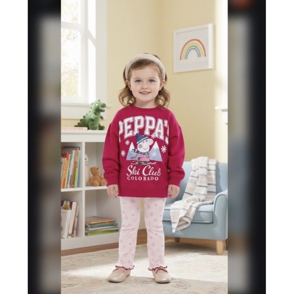 NWT Peppa Pig 3T Toddler Sweatshirt Set Flare Leggings
